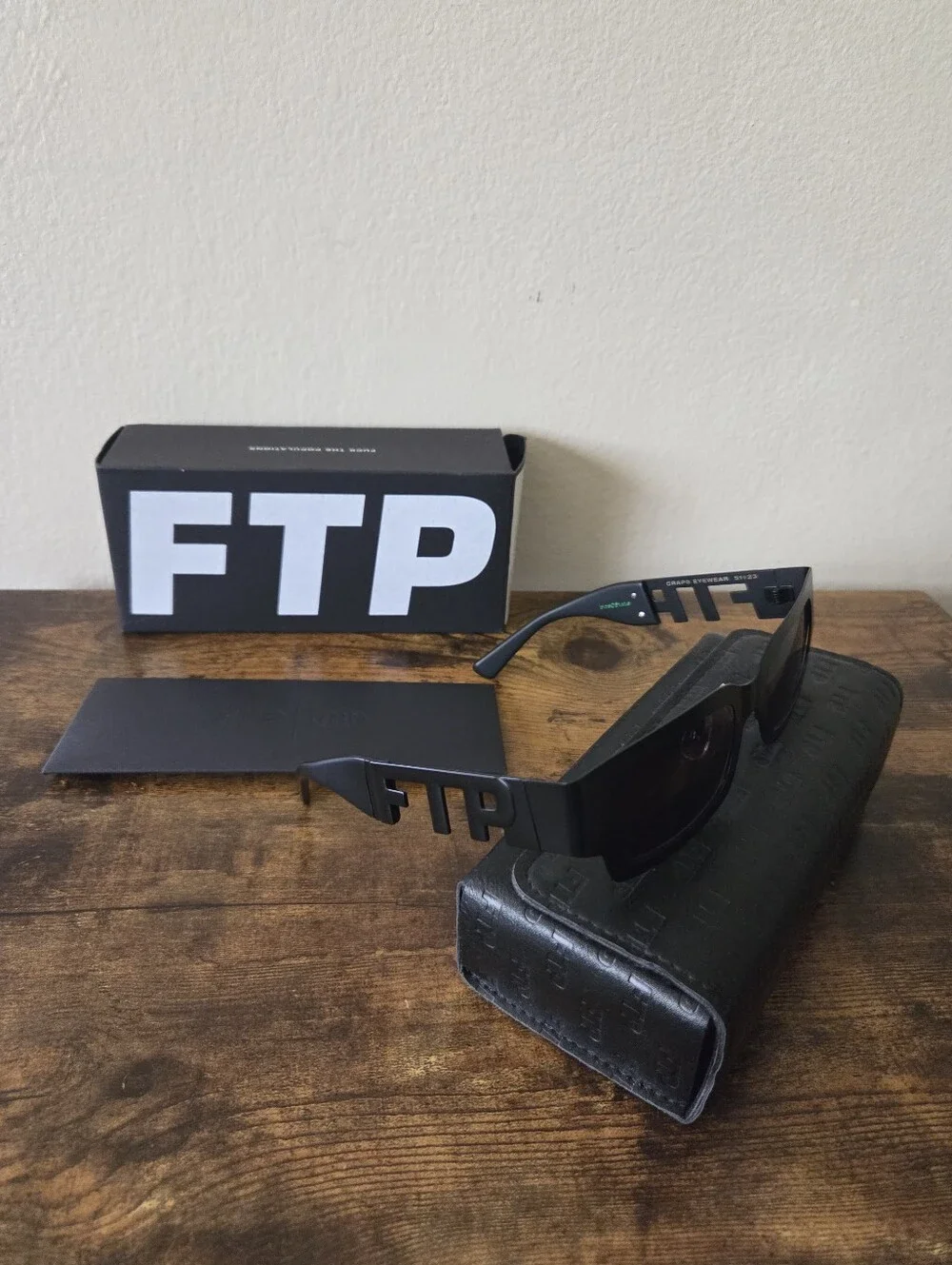FTP x Crap Eyewear Square Black Steel Sunglasses